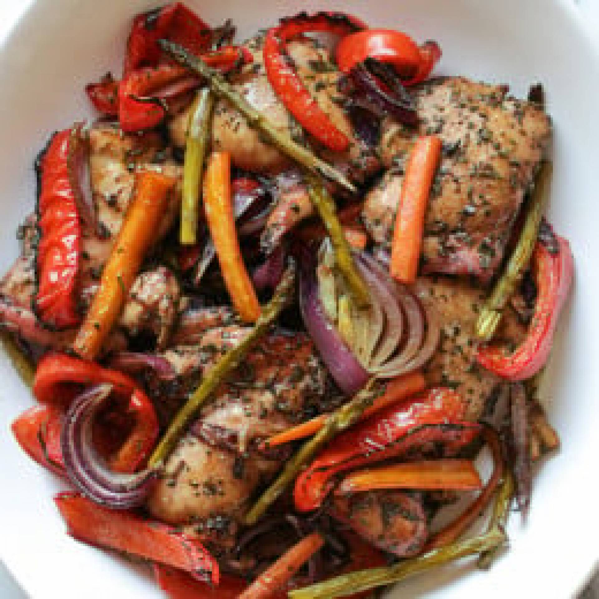 Balsamic Chicken Thighs with Roasted Vegetables